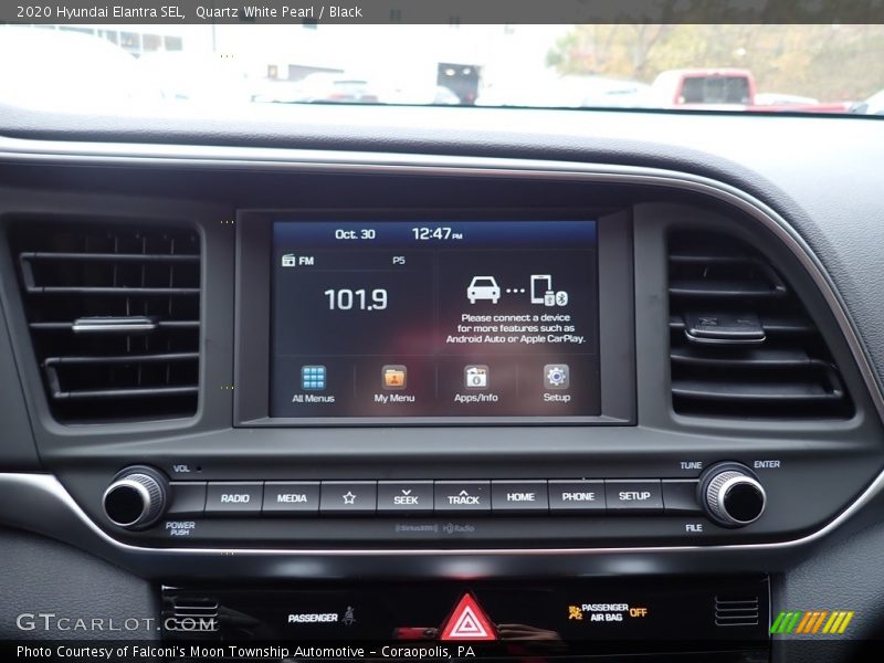 Quartz White Pearl / Black 2020 Hyundai Elantra SEL
