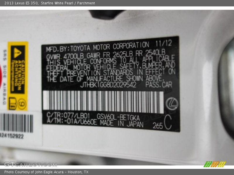 Starfire White Pearl / Parchment 2013 Lexus ES 350