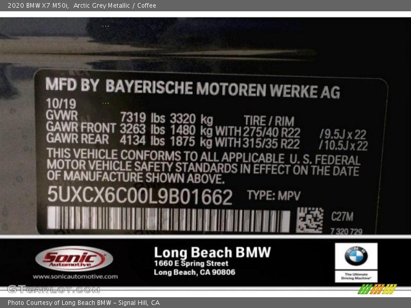 Arctic Grey Metallic / Coffee 2020 BMW X7 M50i