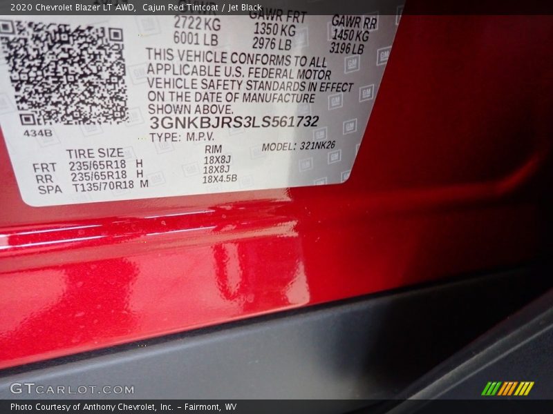 Cajun Red Tintcoat / Jet Black 2020 Chevrolet Blazer LT AWD