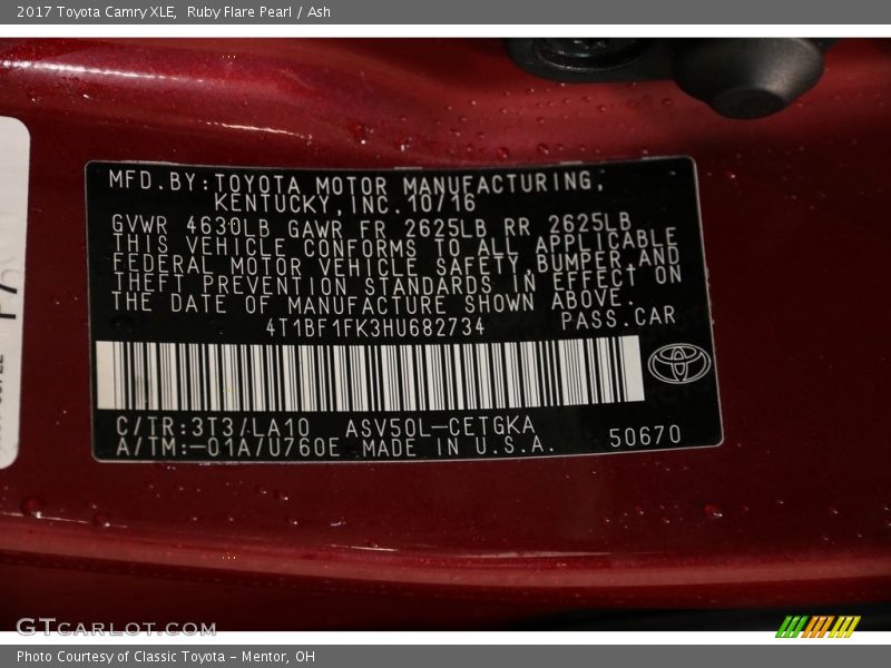 Ruby Flare Pearl / Ash 2017 Toyota Camry XLE