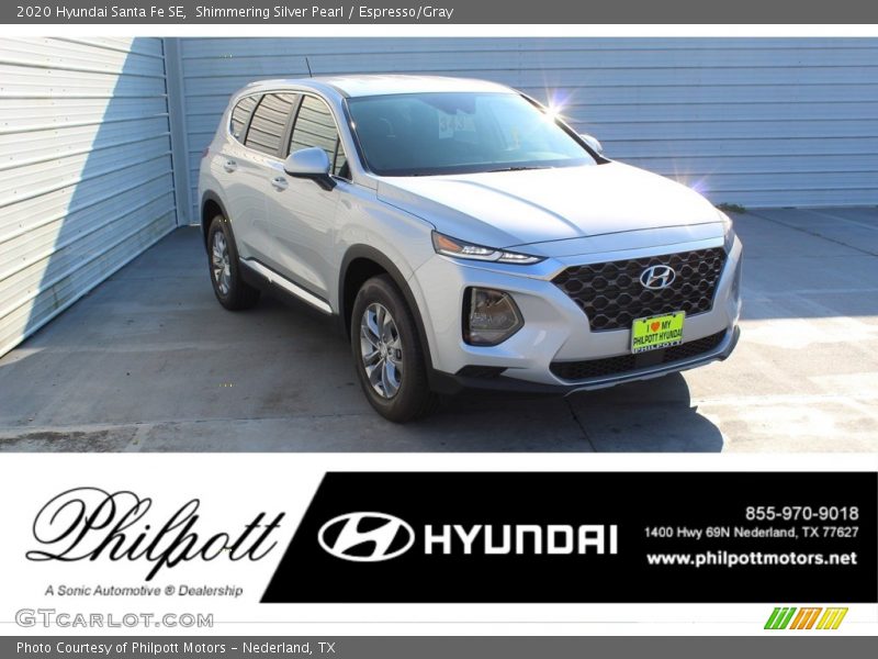 Shimmering Silver Pearl / Espresso/Gray 2020 Hyundai Santa Fe SE
