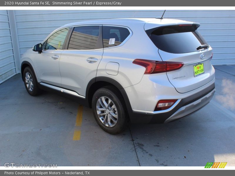 Shimmering Silver Pearl / Espresso/Gray 2020 Hyundai Santa Fe SE