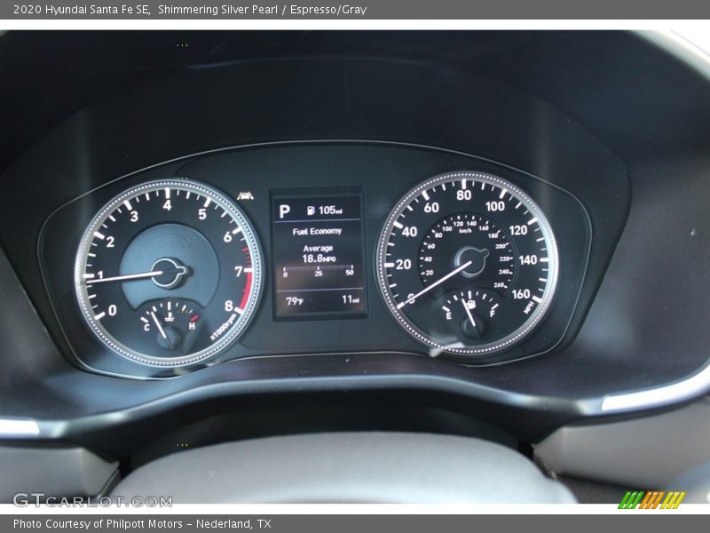 Shimmering Silver Pearl / Espresso/Gray 2020 Hyundai Santa Fe SE