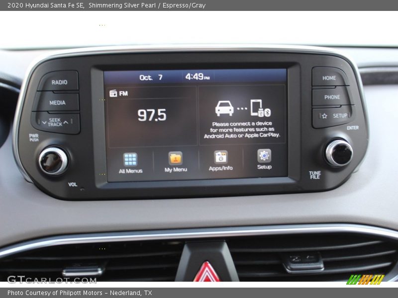 Shimmering Silver Pearl / Espresso/Gray 2020 Hyundai Santa Fe SE