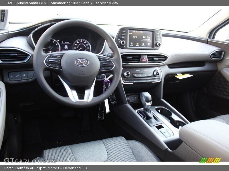Shimmering Silver Pearl / Espresso/Gray 2020 Hyundai Santa Fe SE