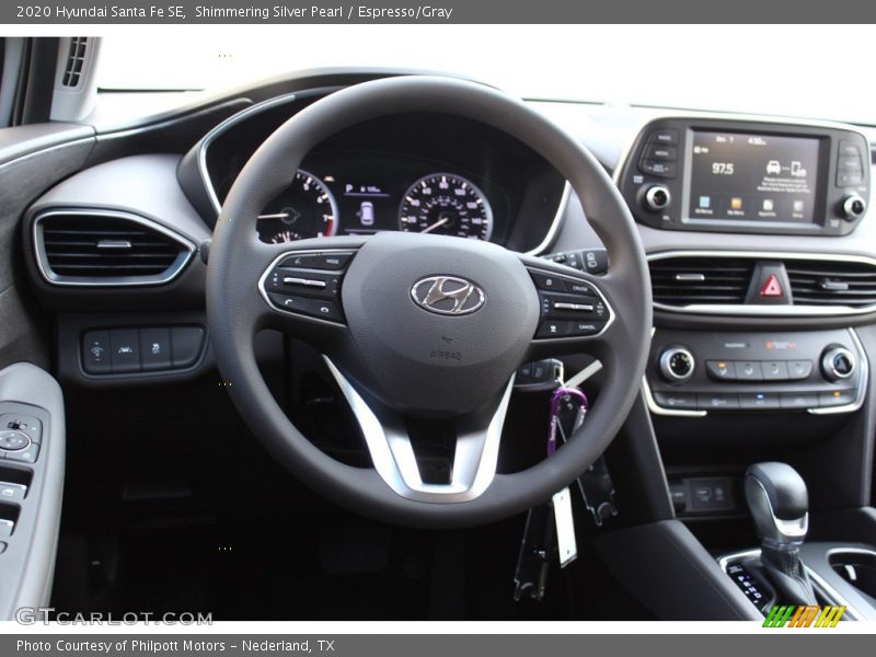 Shimmering Silver Pearl / Espresso/Gray 2020 Hyundai Santa Fe SE