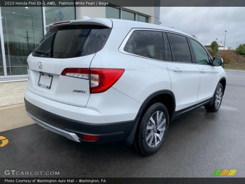 Platinum White Pearl / Beige 2020 Honda Pilot EX-L AWD