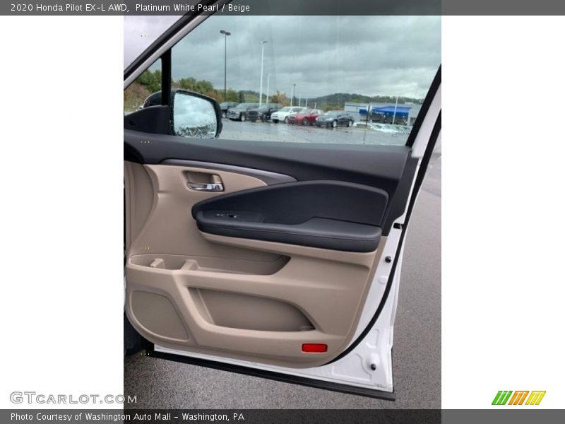 Platinum White Pearl / Beige 2020 Honda Pilot EX-L AWD