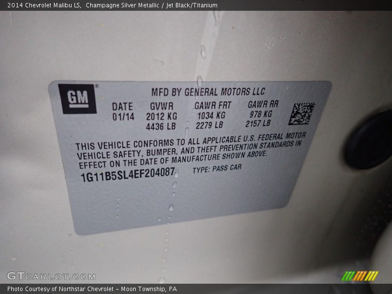 Champagne Silver Metallic / Jet Black/Titanium 2014 Chevrolet Malibu LS