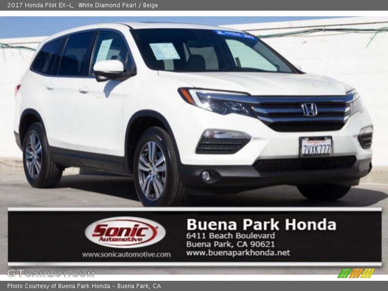 White Diamond Pearl / Beige 2017 Honda Pilot EX-L