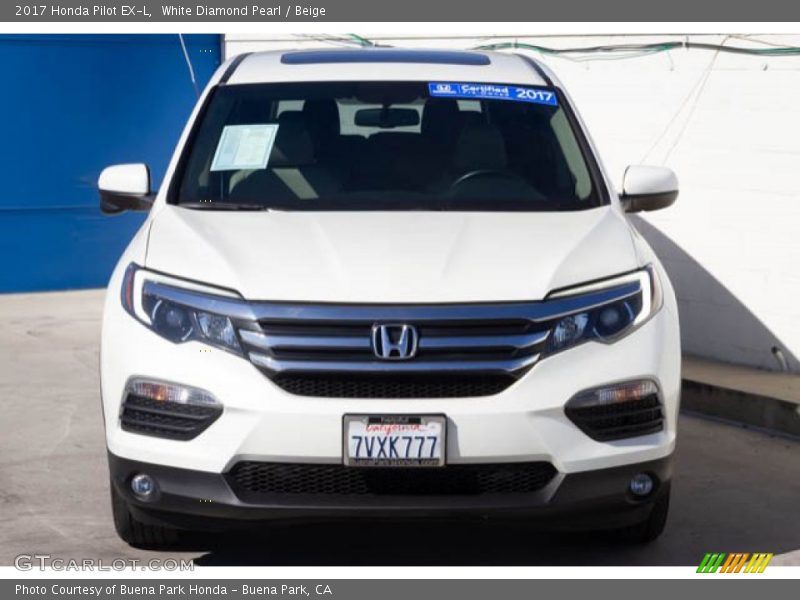 White Diamond Pearl / Beige 2017 Honda Pilot EX-L