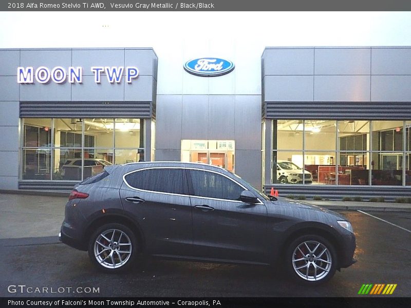 Vesuvio Gray Metallic / Black/Black 2018 Alfa Romeo Stelvio Ti AWD