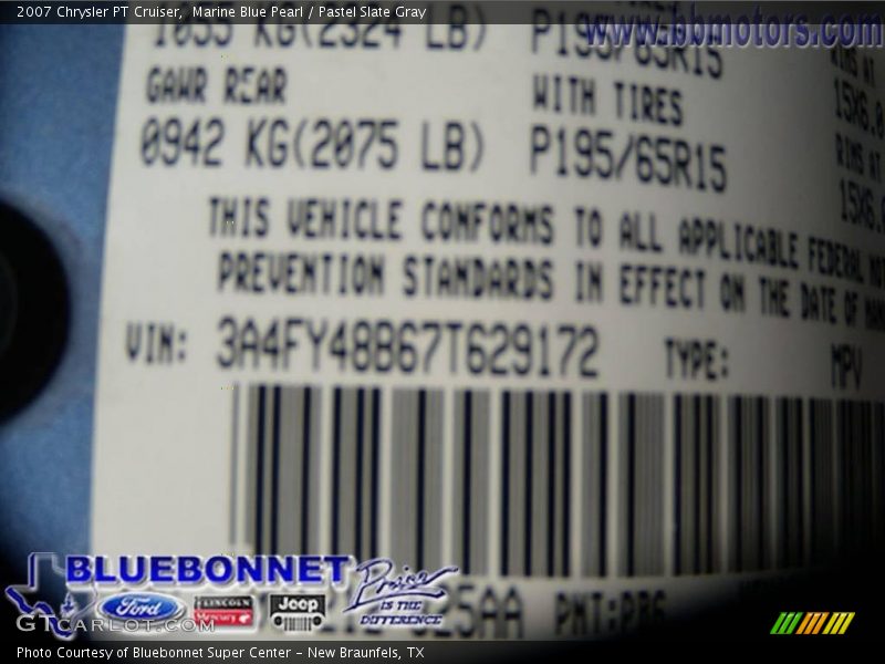 Marine Blue Pearl / Pastel Slate Gray 2007 Chrysler PT Cruiser