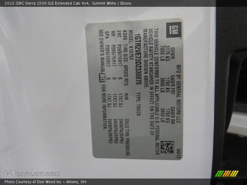 Summit White / Ebony 2013 GMC Sierra 1500 SLE Extended Cab 4x4