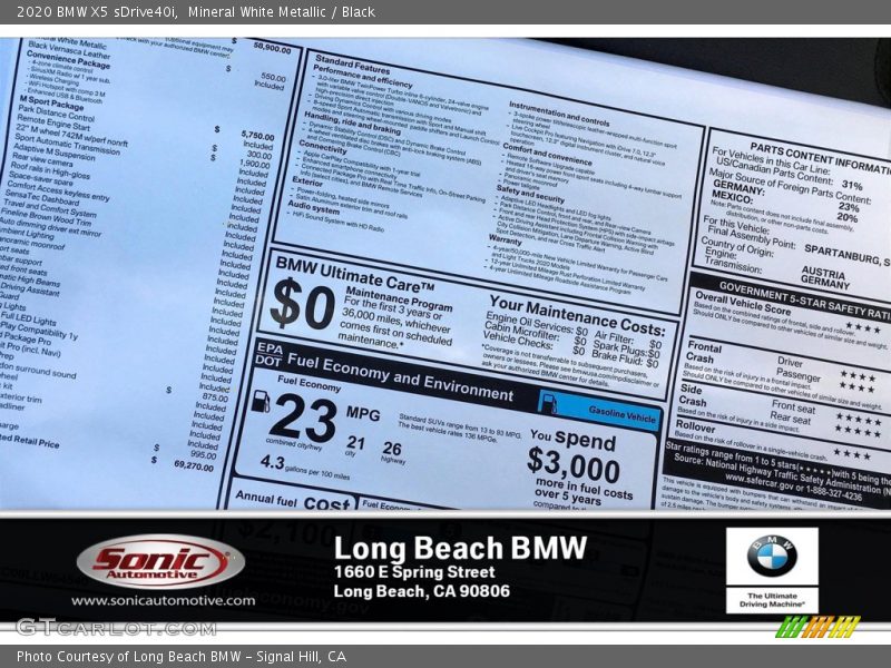 Mineral White Metallic / Black 2020 BMW X5 sDrive40i