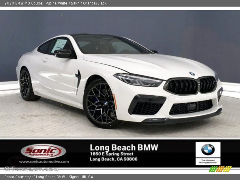 Alpine White / Sakhir Orange/Black 2020 BMW M8 Coupe