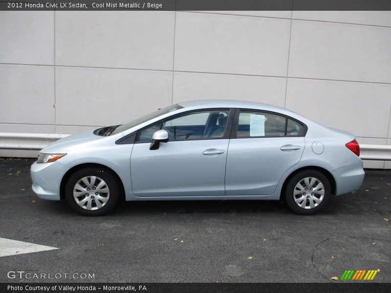 Cool Mist Metallic / Beige 2012 Honda Civic LX Sedan