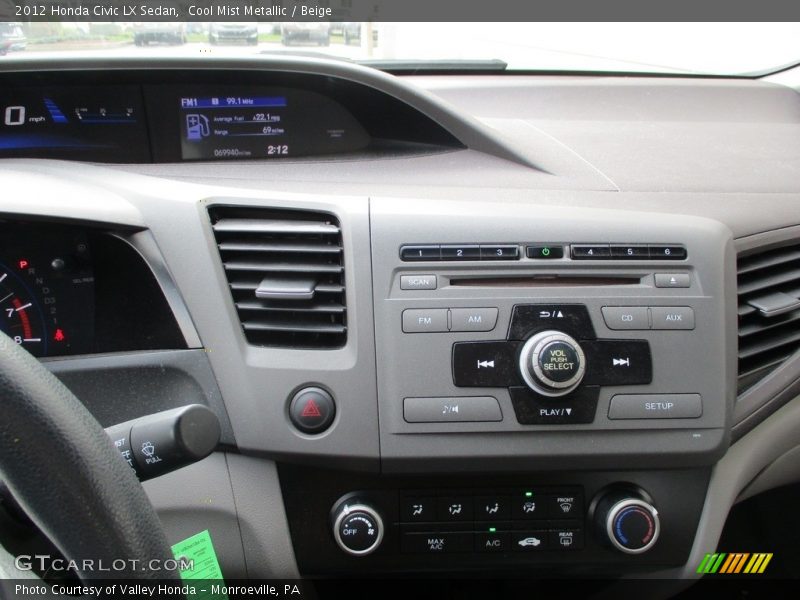 Cool Mist Metallic / Beige 2012 Honda Civic LX Sedan