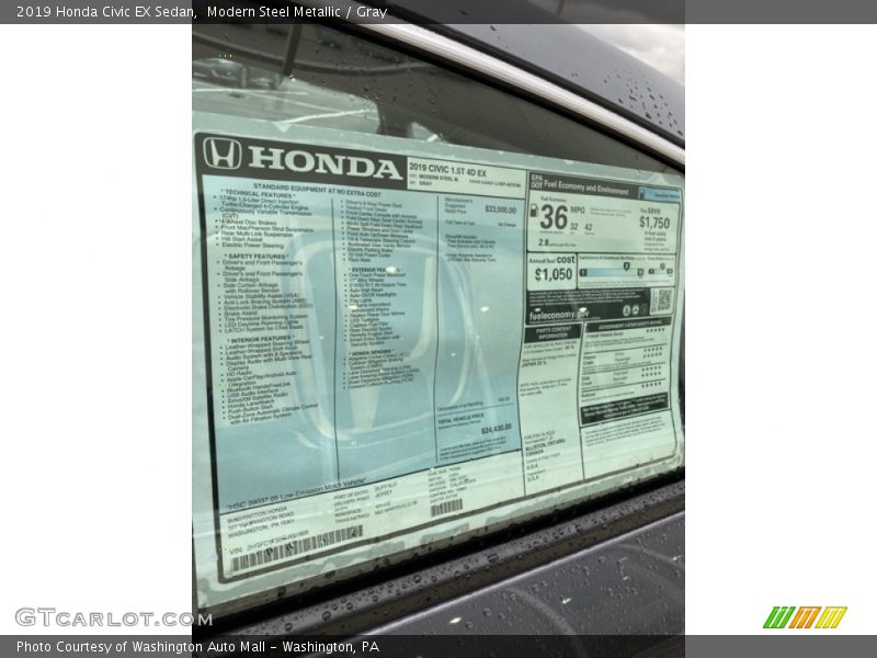 Modern Steel Metallic / Gray 2019 Honda Civic EX Sedan