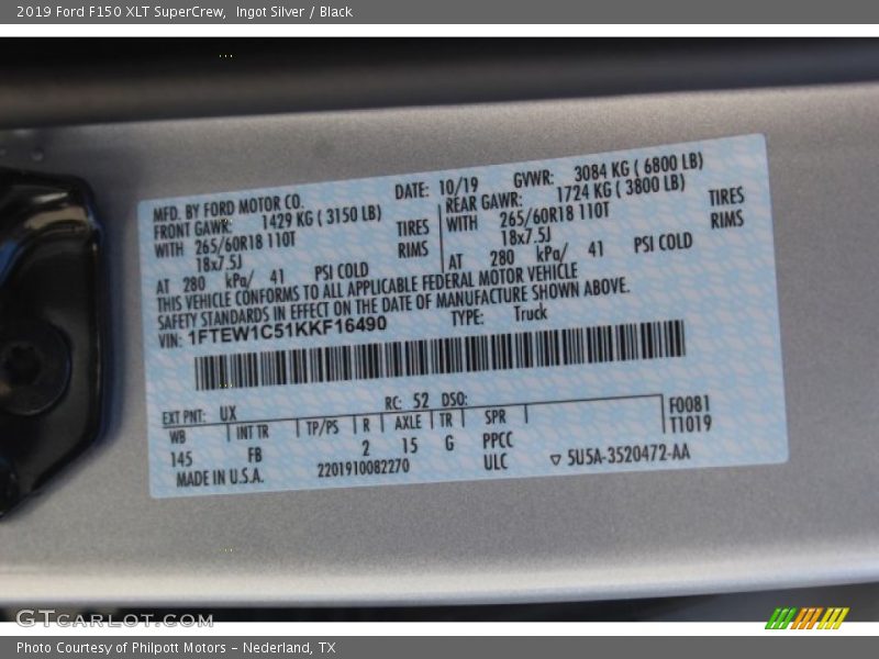 Ingot Silver / Black 2019 Ford F150 XLT SuperCrew