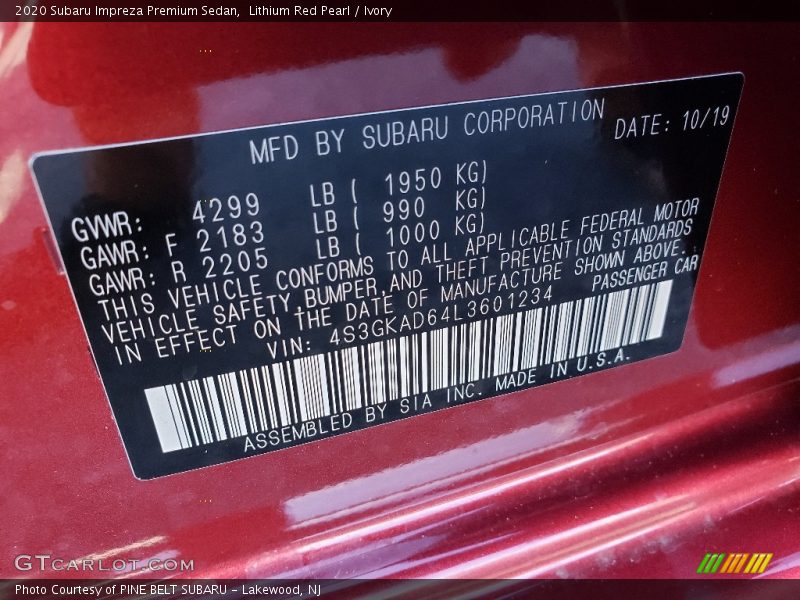 Lithium Red Pearl / Ivory 2020 Subaru Impreza Premium Sedan
