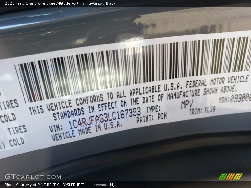 Sting-Gray / Black 2020 Jeep Grand Cherokee Altitude 4x4