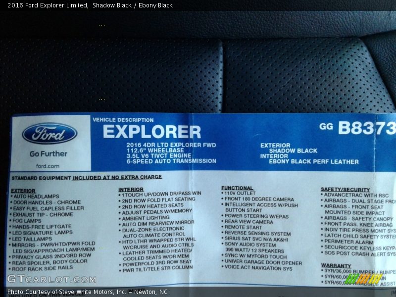 Shadow Black / Ebony Black 2016 Ford Explorer Limited