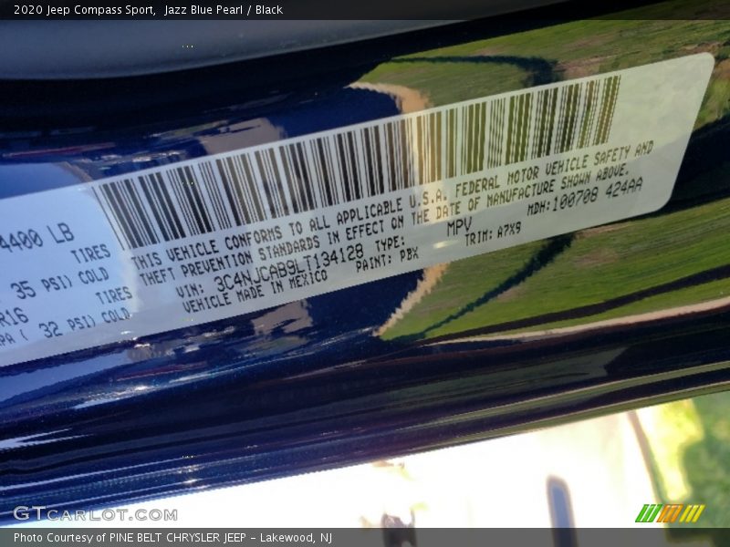 Jazz Blue Pearl / Black 2020 Jeep Compass Sport