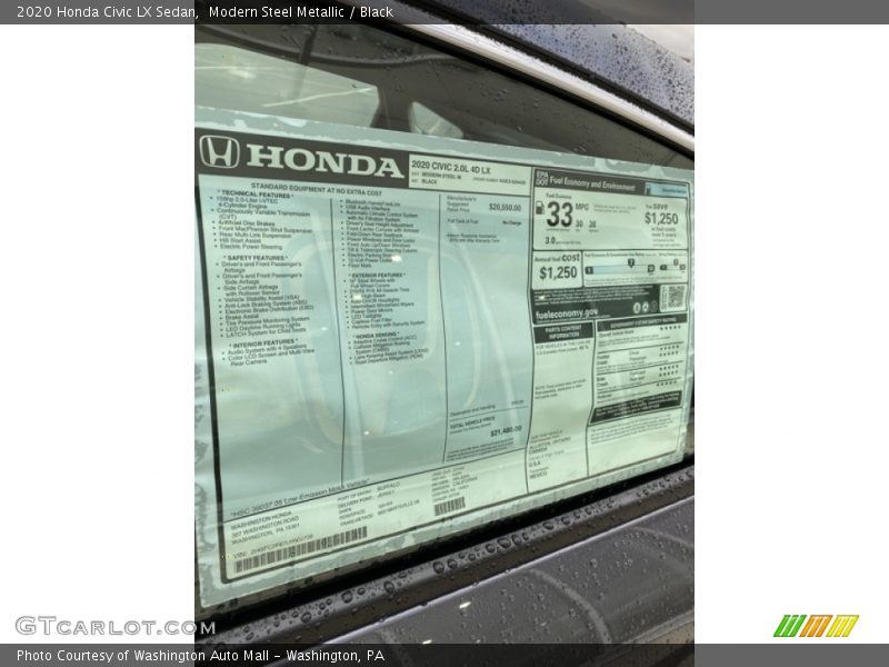 Modern Steel Metallic / Black 2020 Honda Civic LX Sedan