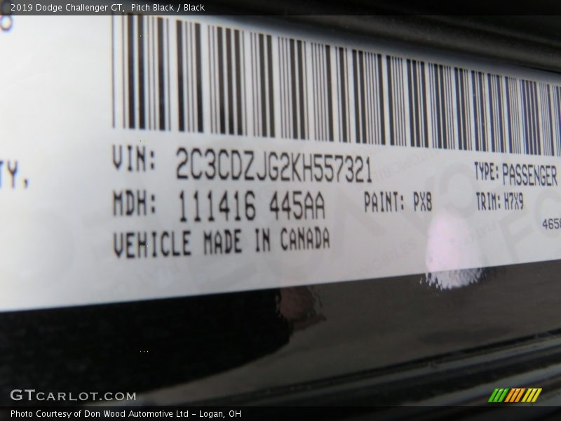 Pitch Black / Black 2019 Dodge Challenger GT