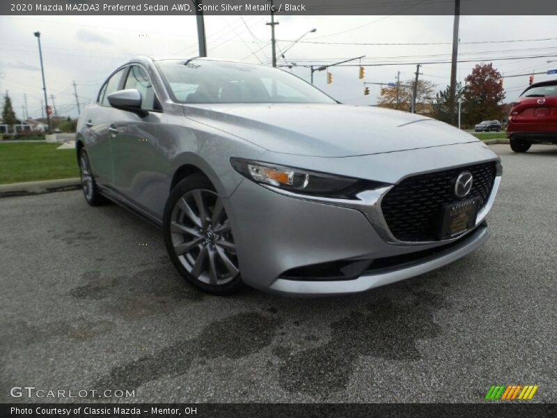 Sonic Silver Metallic / Black 2020 Mazda MAZDA3 Preferred Sedan AWD