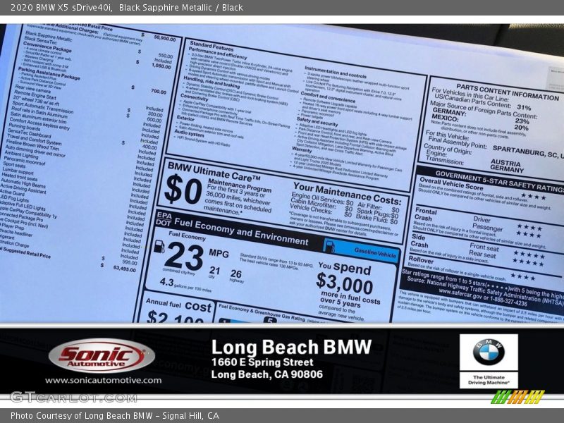 Black Sapphire Metallic / Black 2020 BMW X5 sDrive40i