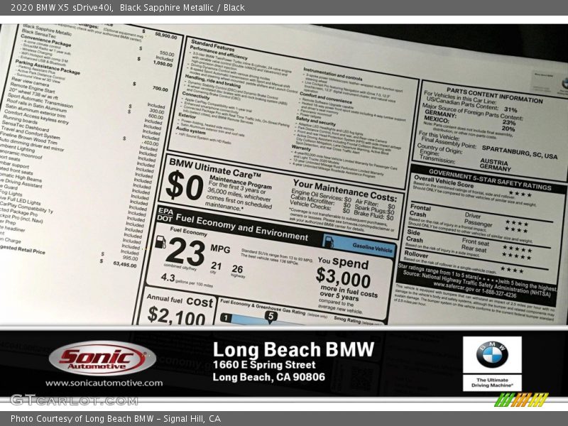 Black Sapphire Metallic / Black 2020 BMW X5 sDrive40i