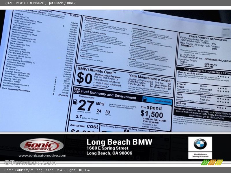 Jet Black / Black 2020 BMW X1 sDrive28i