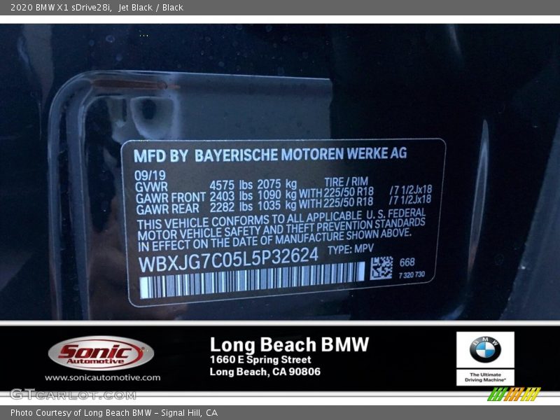 Jet Black / Black 2020 BMW X1 sDrive28i