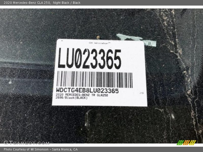 Night Black / Black 2020 Mercedes-Benz GLA 250