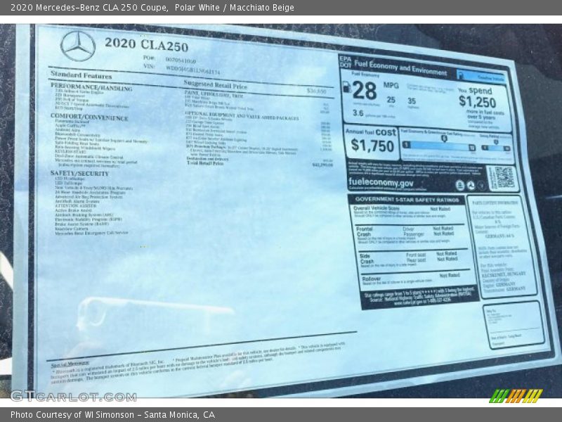 Polar White / Macchiato Beige 2020 Mercedes-Benz CLA 250 Coupe