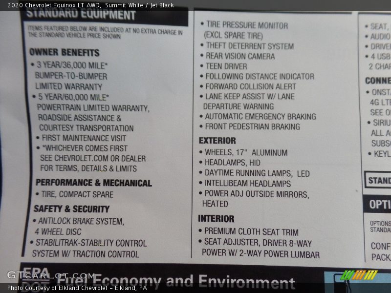 Summit White / Jet Black 2020 Chevrolet Equinox LT AWD