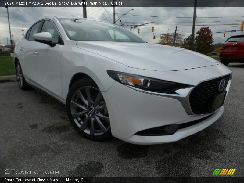 Snowflake White Pearl Mica / Greige 2020 Mazda MAZDA3 Sedan