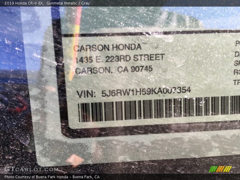 Gunmetal Metallic / Gray 2019 Honda CR-V EX