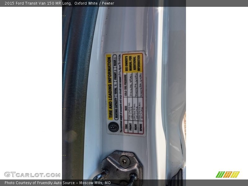 Oxford White / Pewter 2015 Ford Transit Van 150 MR Long