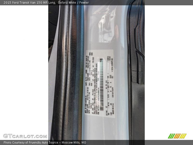 Oxford White / Pewter 2015 Ford Transit Van 150 MR Long