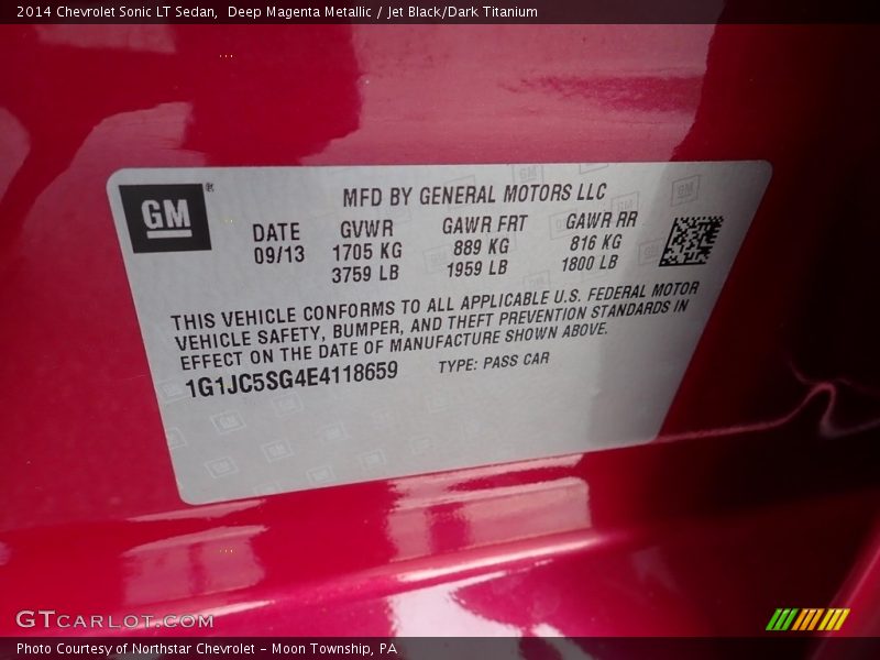 Deep Magenta Metallic / Jet Black/Dark Titanium 2014 Chevrolet Sonic LT Sedan