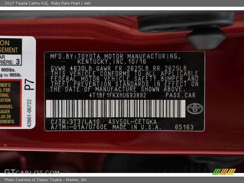 Ruby Flare Pearl / Ash 2017 Toyota Camry XLE