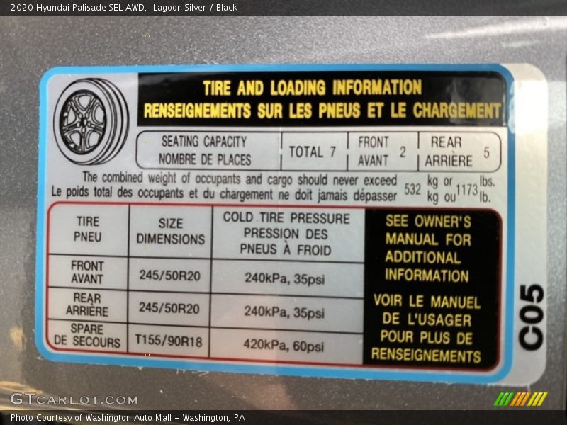 Lagoon Silver / Black 2020 Hyundai Palisade SEL AWD