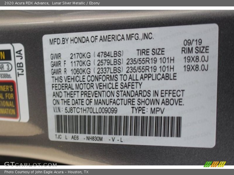 Lunar Silver Metallic / Ebony 2020 Acura RDX Advance