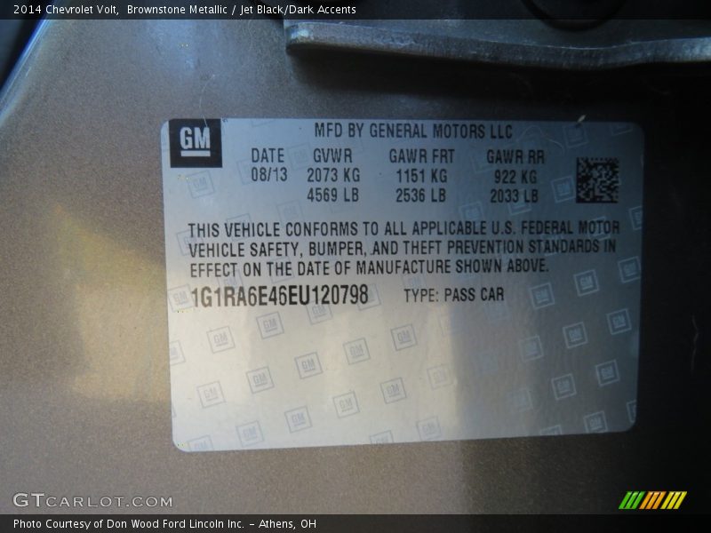 Brownstone Metallic / Jet Black/Dark Accents 2014 Chevrolet Volt