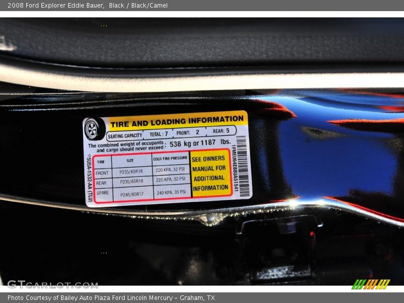 Black / Black/Camel 2008 Ford Explorer Eddie Bauer