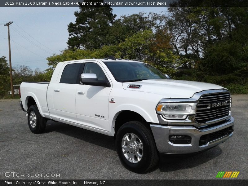 Bright White / Mountain Brown/Light Frost Beige 2019 Ram 2500 Laramie Mega Cab 4x4